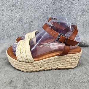 Musse & Cloud Shoes Womens EU 38 US 7 Tino Brown Leather & Sisal Sandals